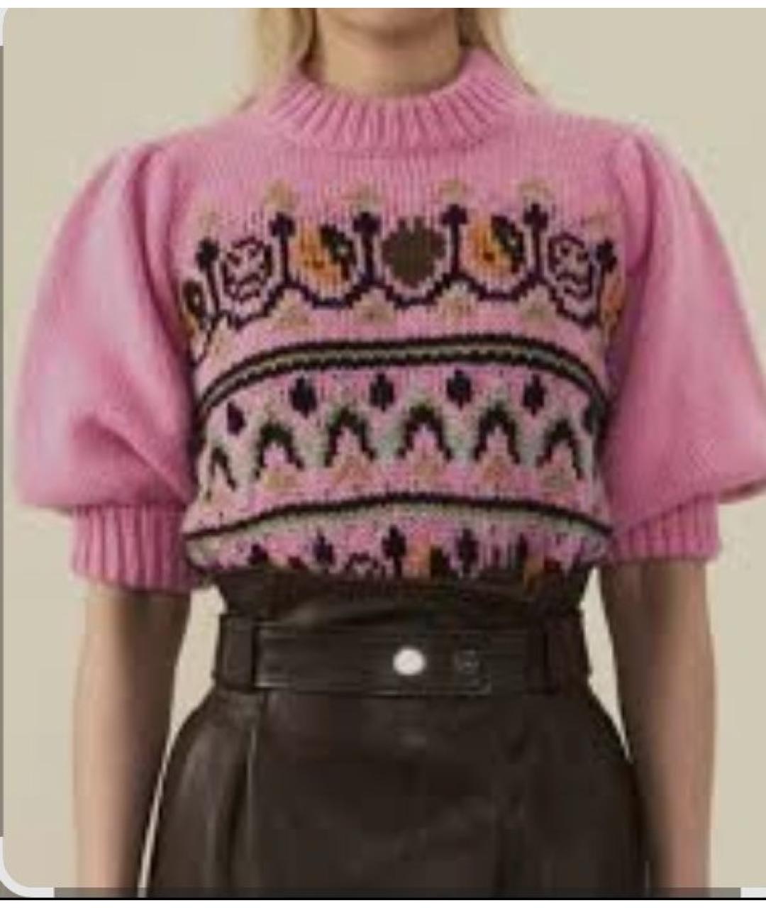 GANNI Розовый шерстяной джемпер / свитер, фото 5