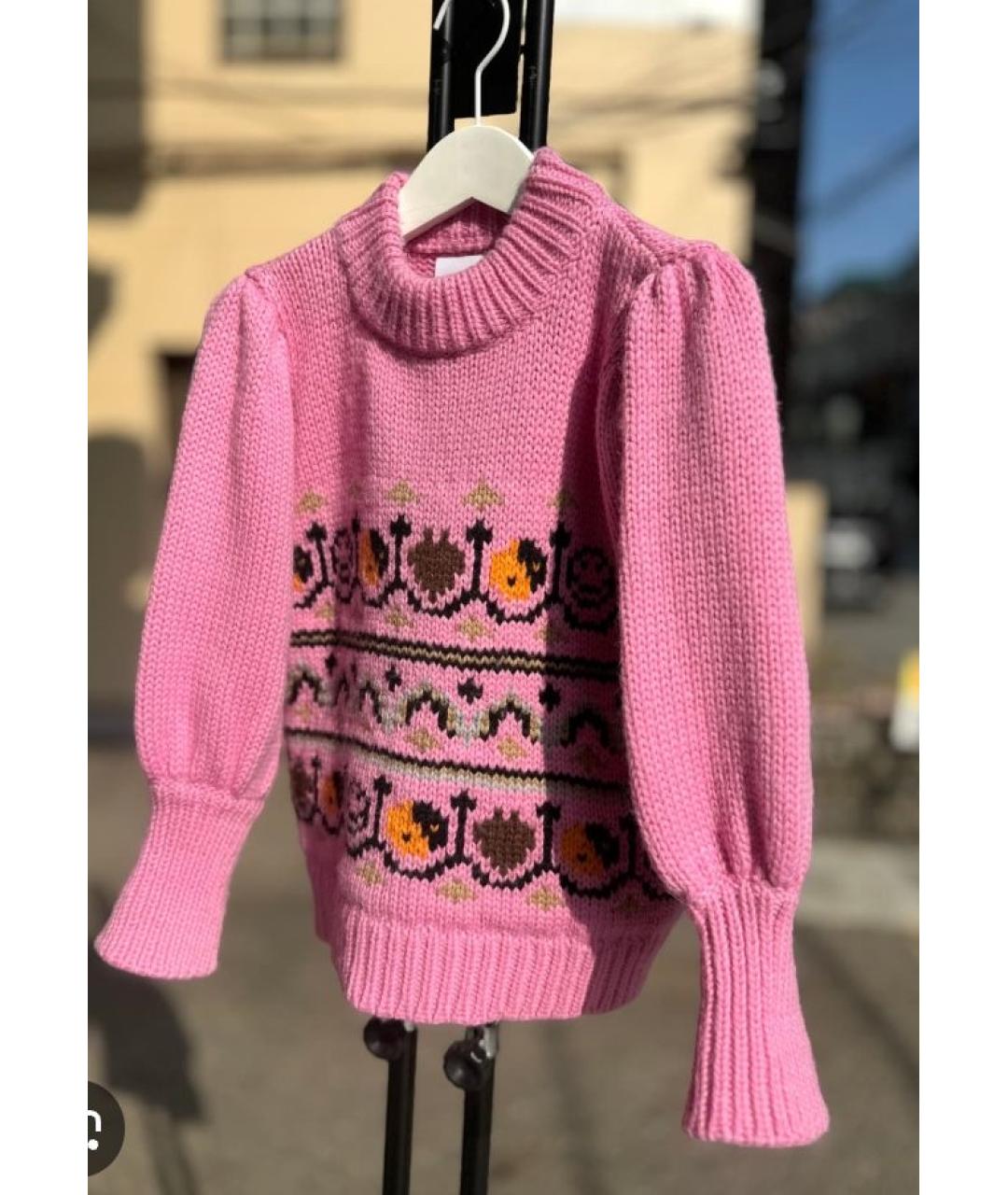 GANNI Розовый шерстяной джемпер / свитер, фото 2