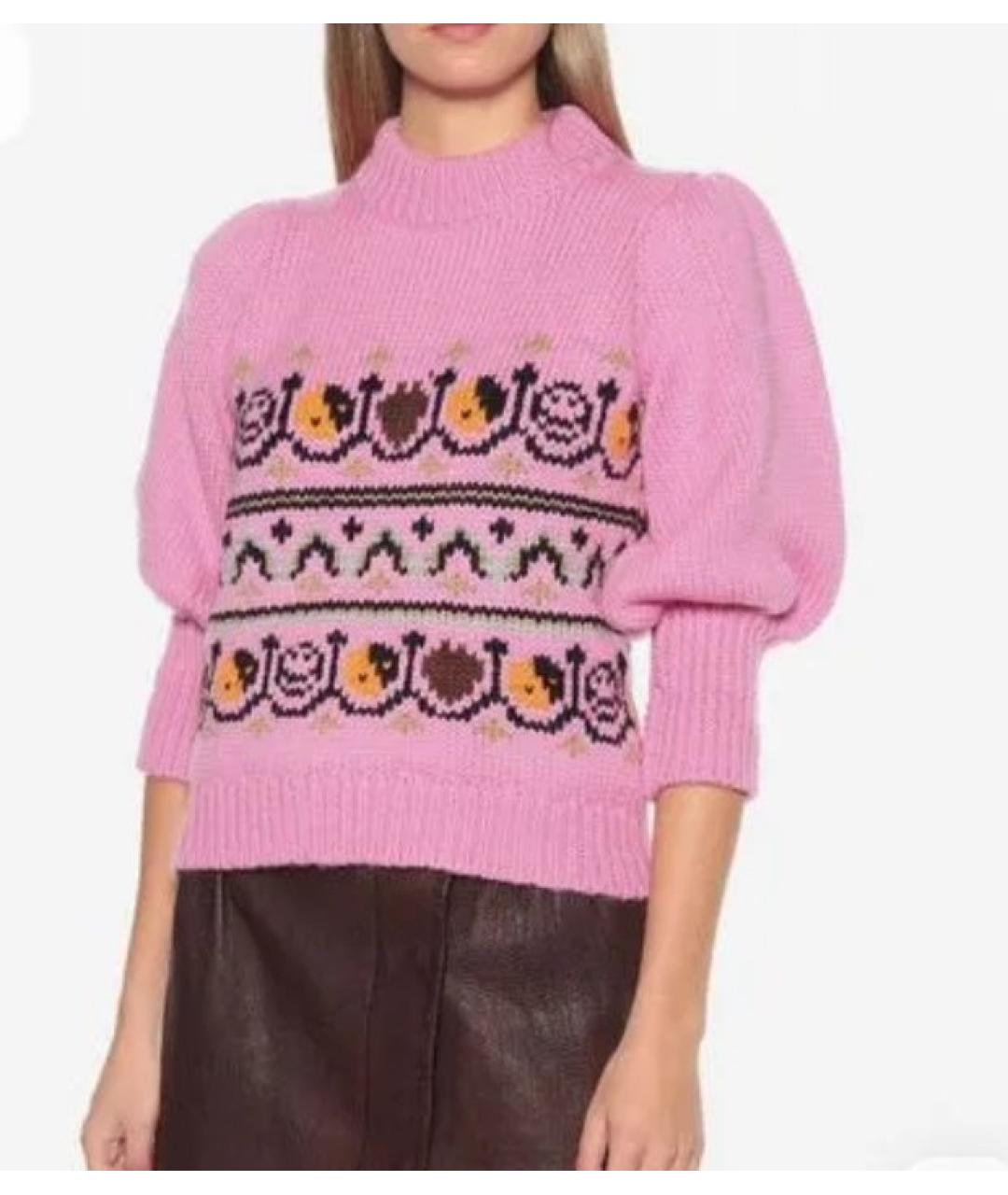 GANNI Розовый шерстяной джемпер / свитер, фото 4
