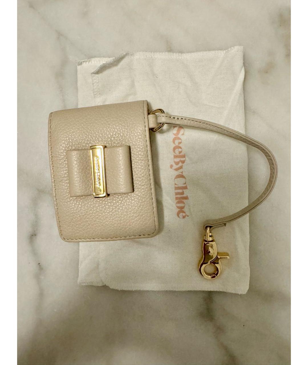SEE BY CHLOE Бежевый кожаный кошелек, фото 3