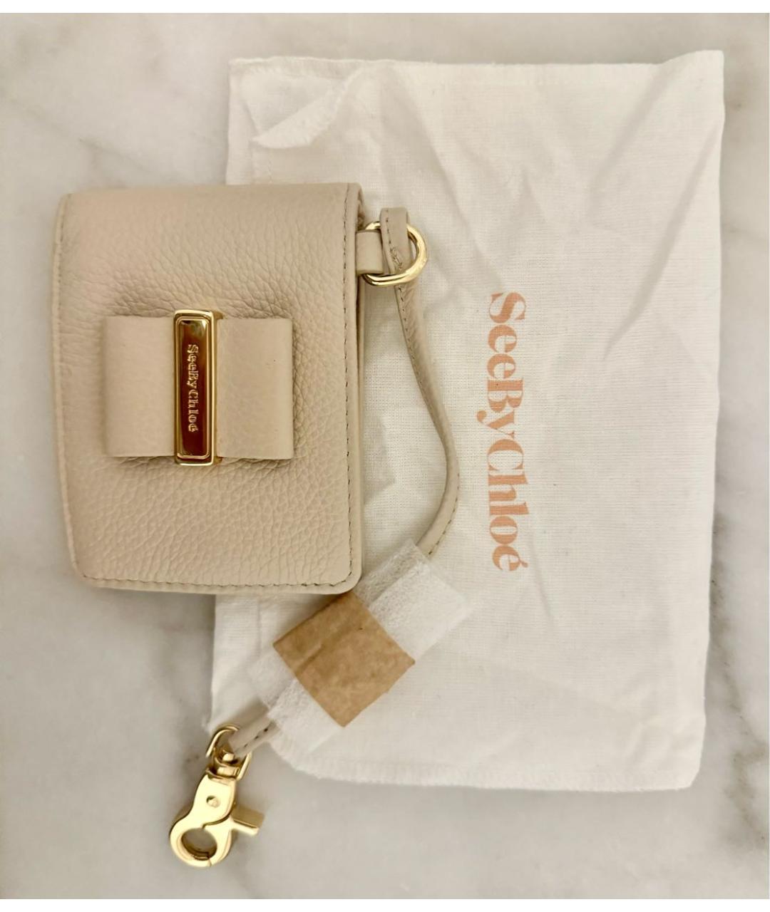 SEE BY CHLOE Бежевый кожаный кошелек, фото 7
