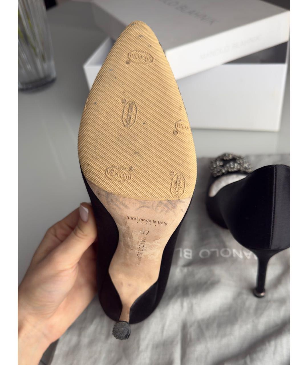 MANOLO BLAHNIK Черные текстильные туфли, фото 6