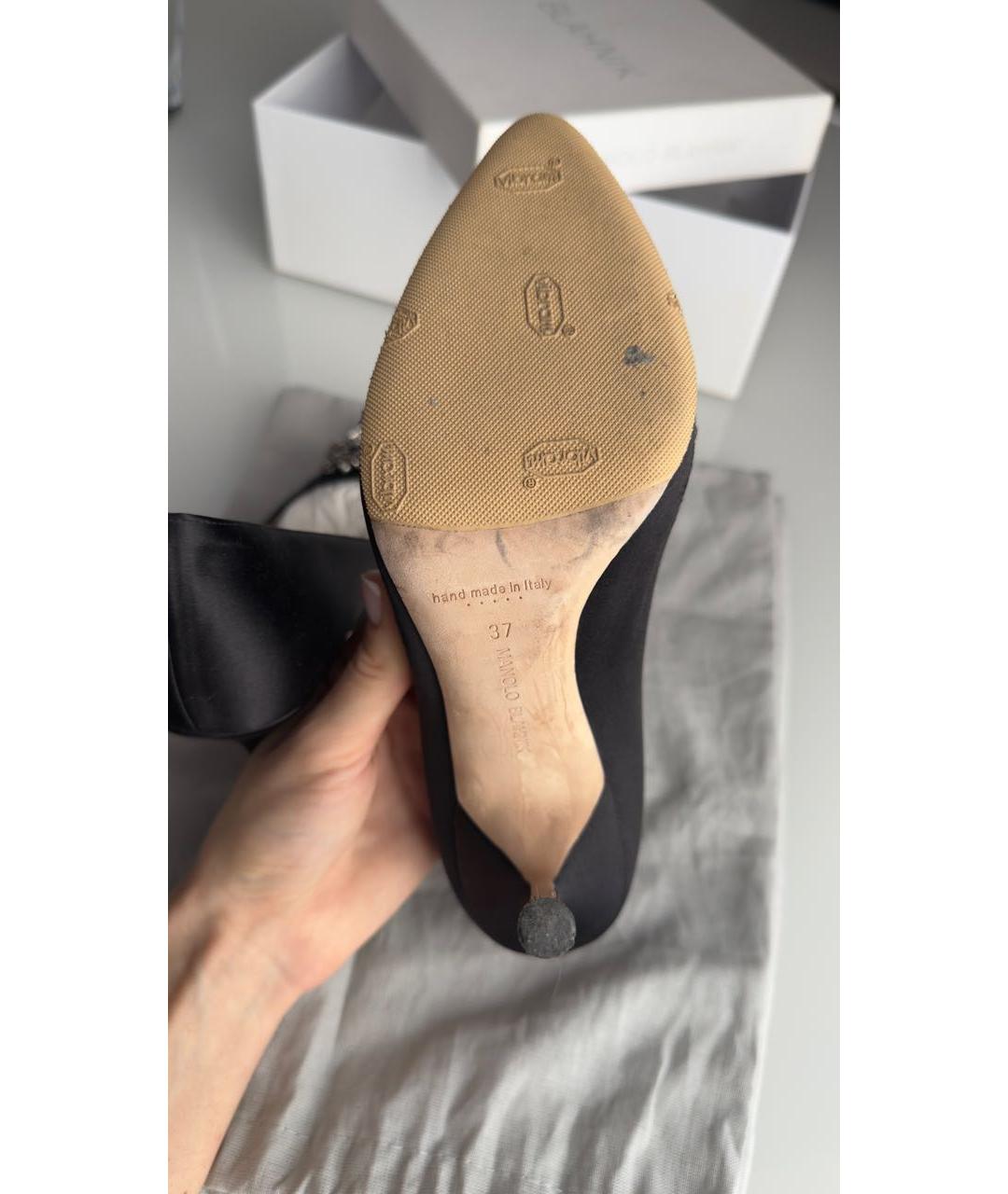 MANOLO BLAHNIK Черные текстильные туфли, фото 5