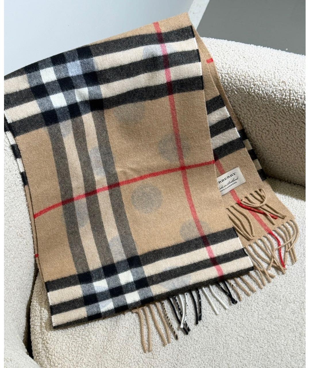BURBERRY Бежевый кашемировый шарф, фото 5