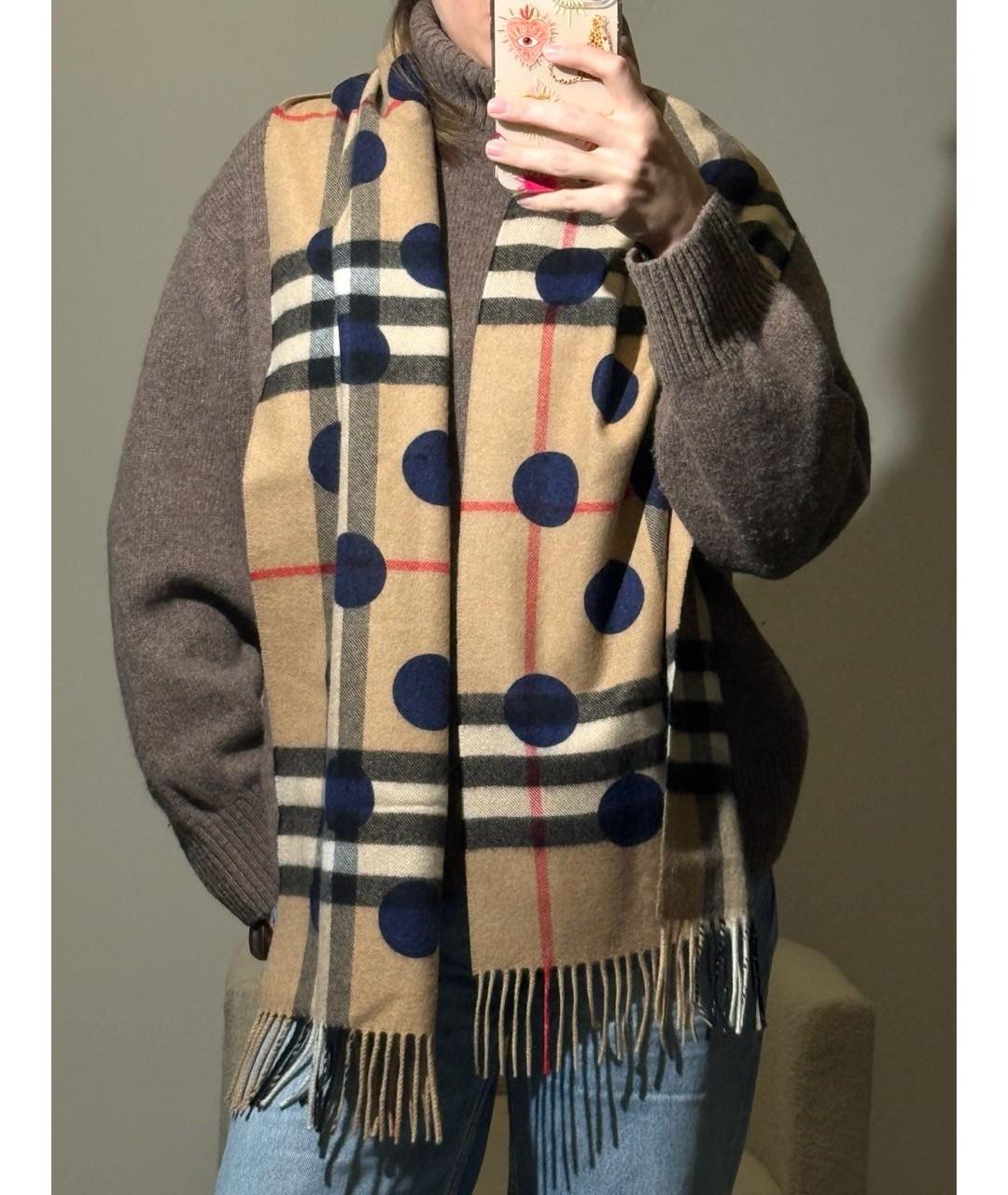 BURBERRY Бежевый кашемировый шарф, фото 7