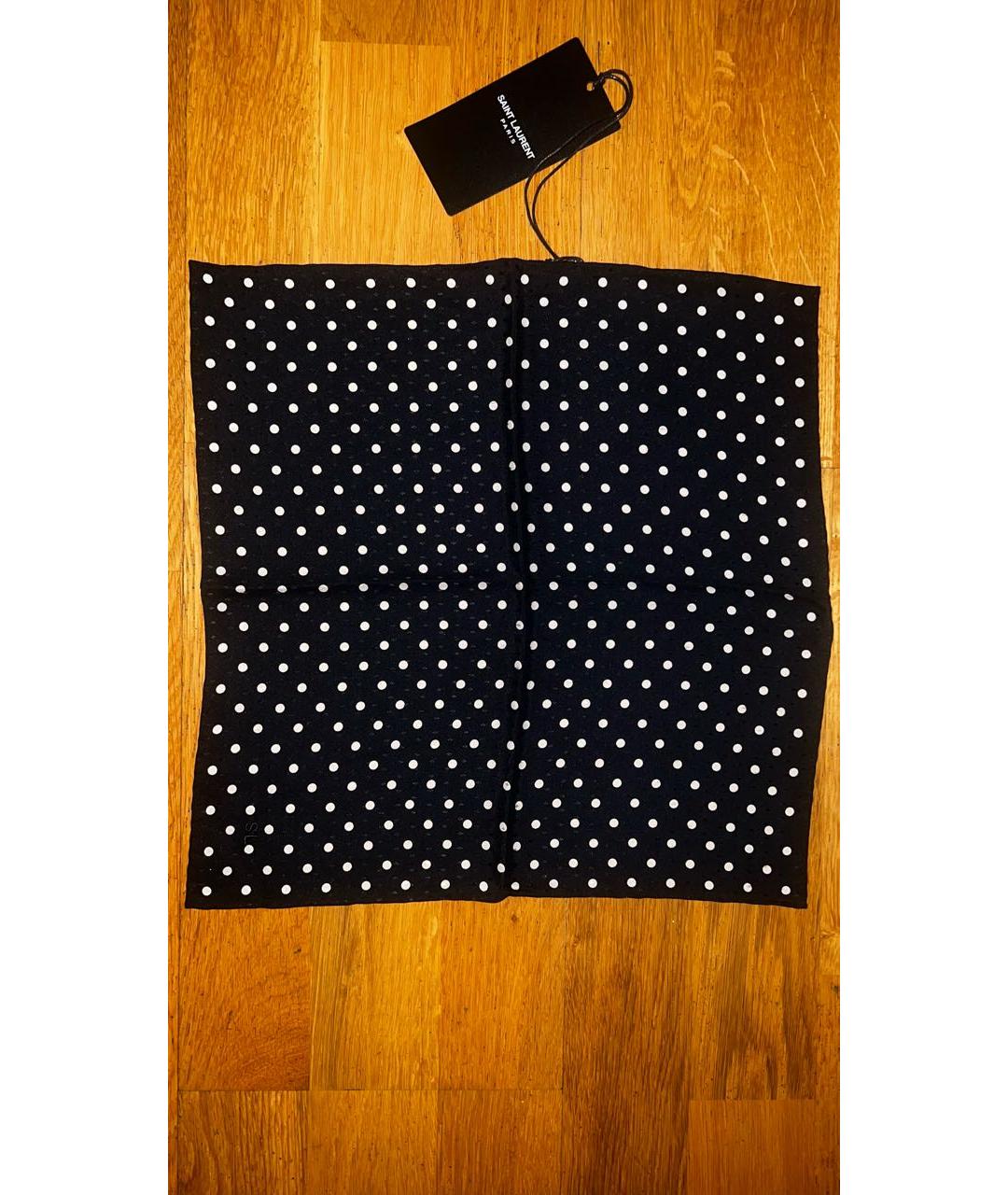 SAINT LAURENT Черный шелковый платок, фото 5