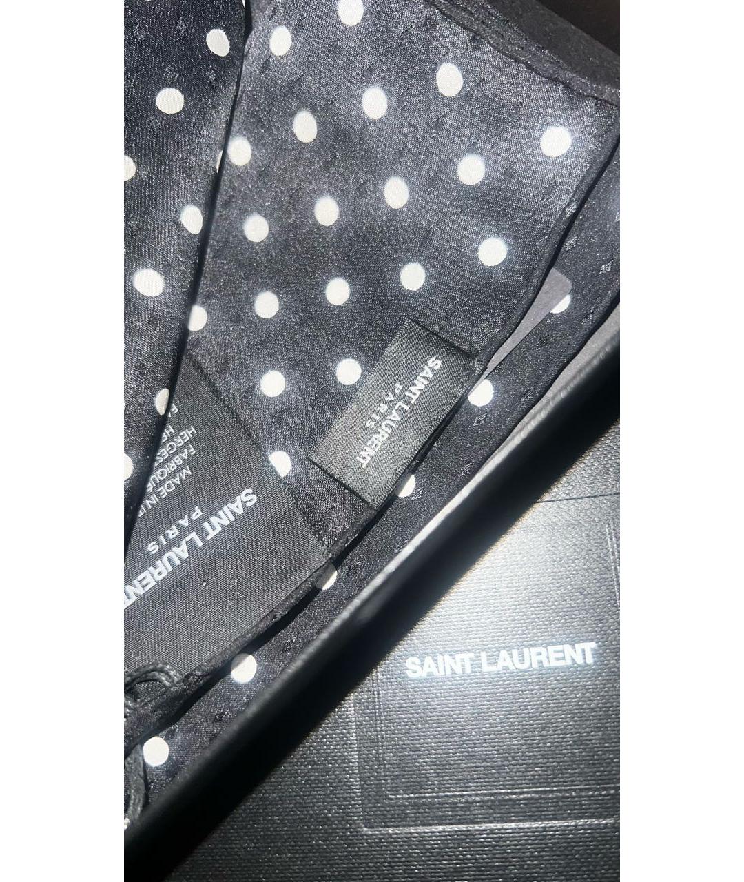 SAINT LAURENT Черный шелковый платок, фото 2