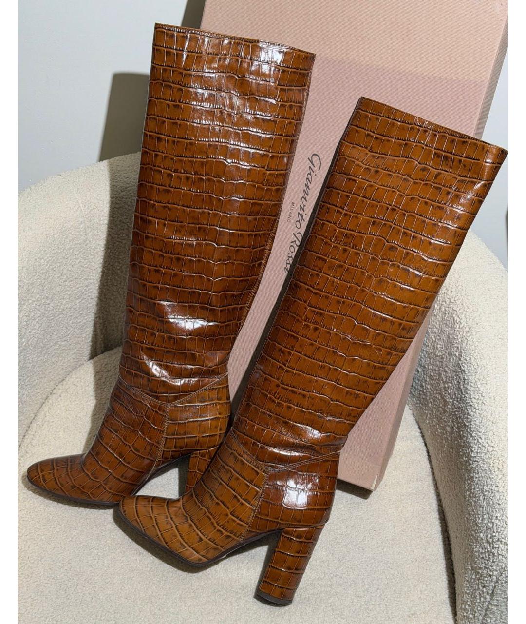 GIANVITO ROSSI Коричневые кожаные сапоги, фото 8