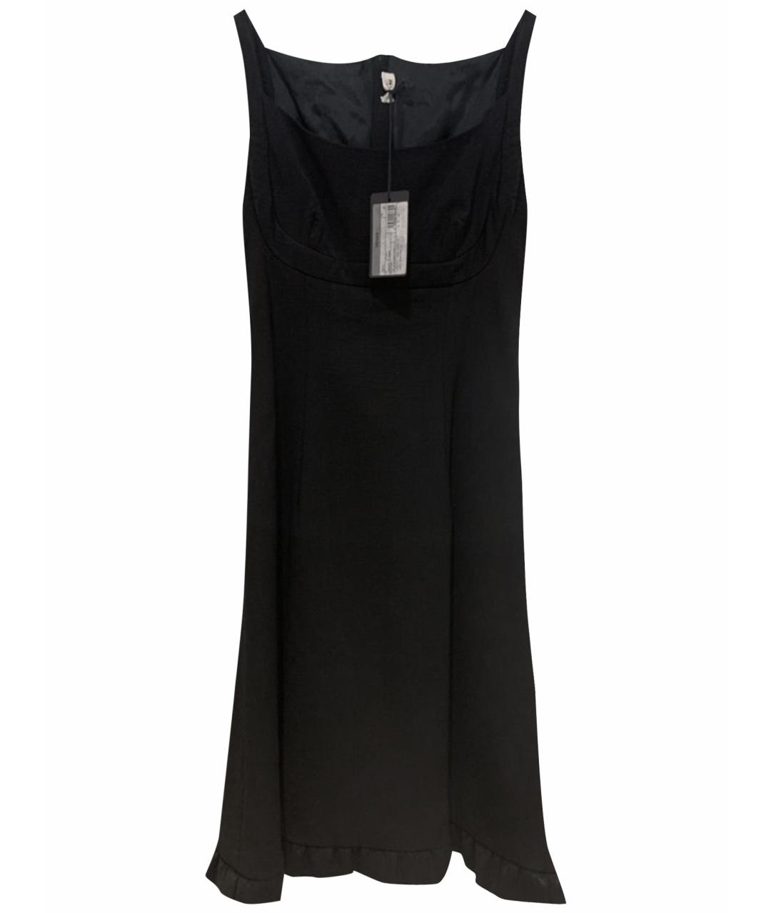 PRADA Черное шерстяное коктейльное платье, фото 1