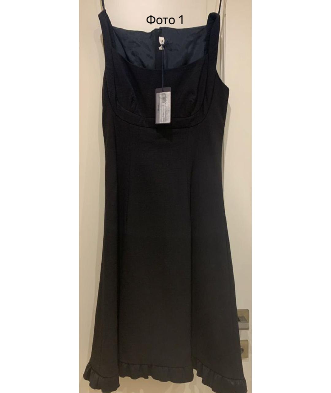 PRADA Черное шерстяное коктейльное платье, фото 5