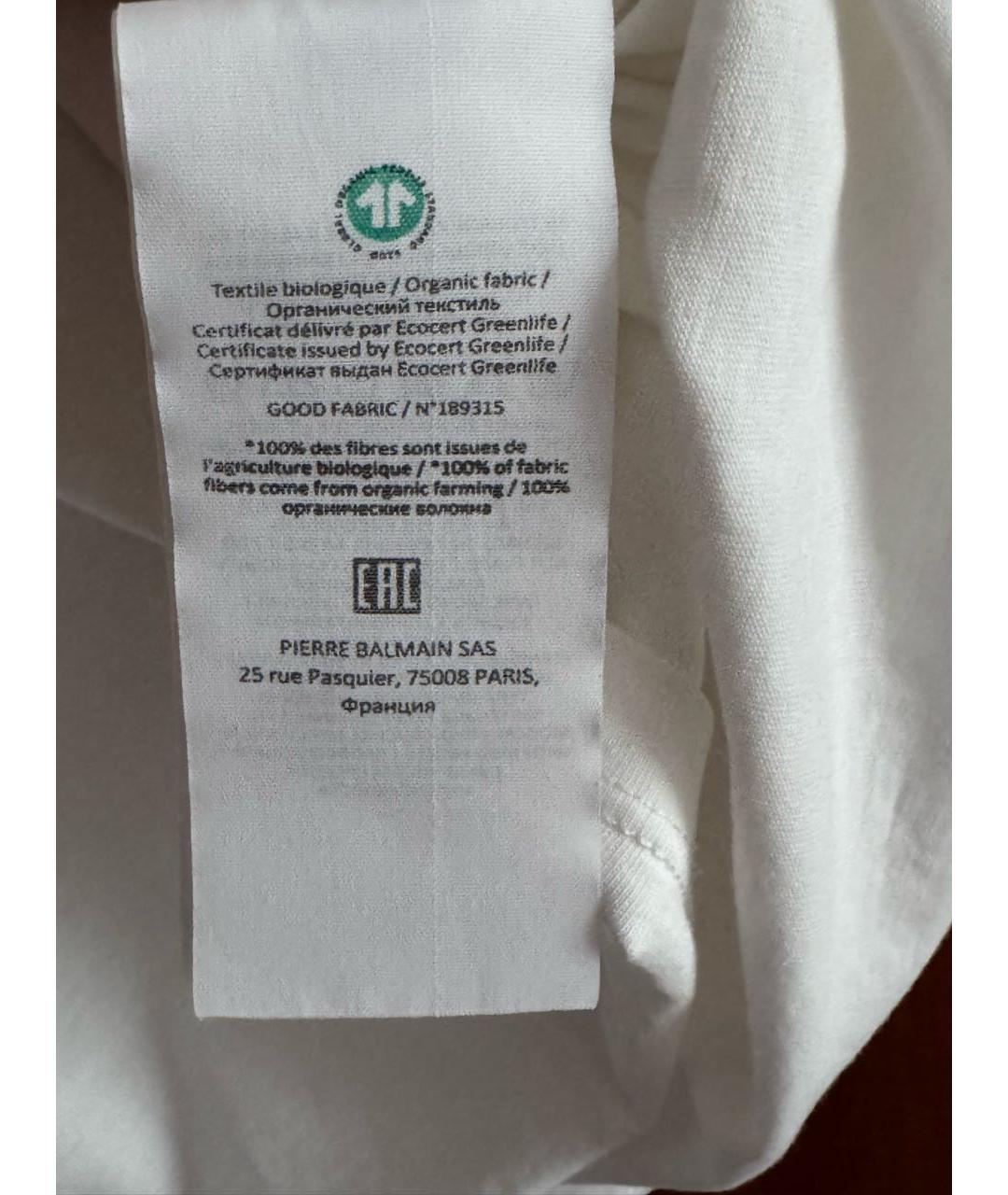 BALMAIN Белая хлопковая футболка, фото 8