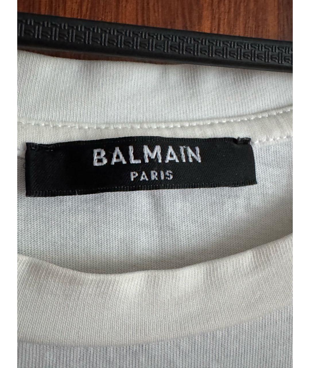 BALMAIN Белая хлопковая футболка, фото 5