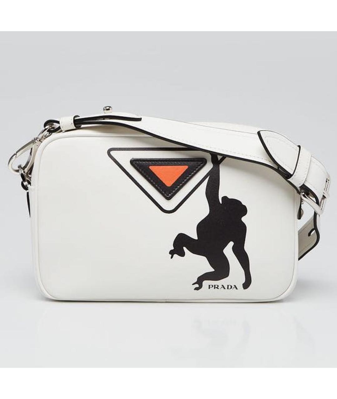 PRADA Белая кожаная сумка через плечо, фото 9