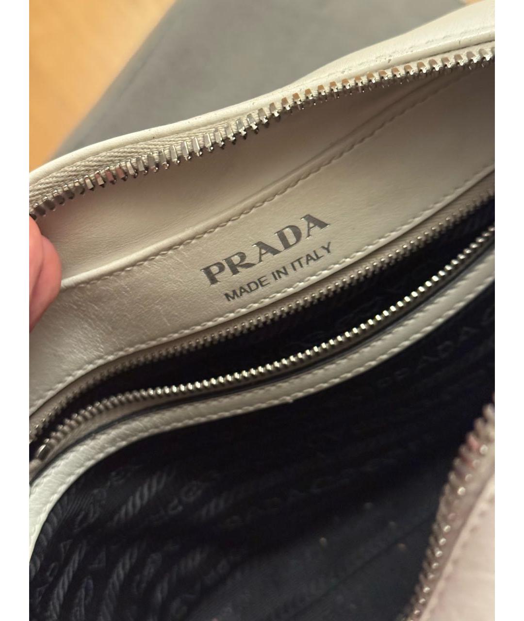 PRADA Белая кожаная сумка через плечо, фото 7