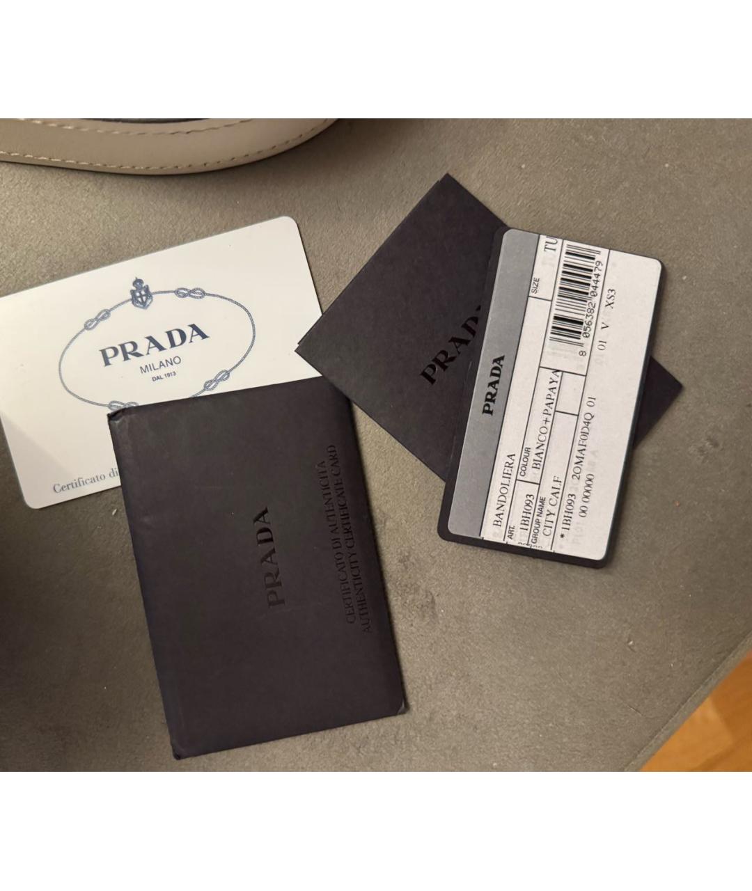 PRADA Белая кожаная сумка через плечо, фото 5