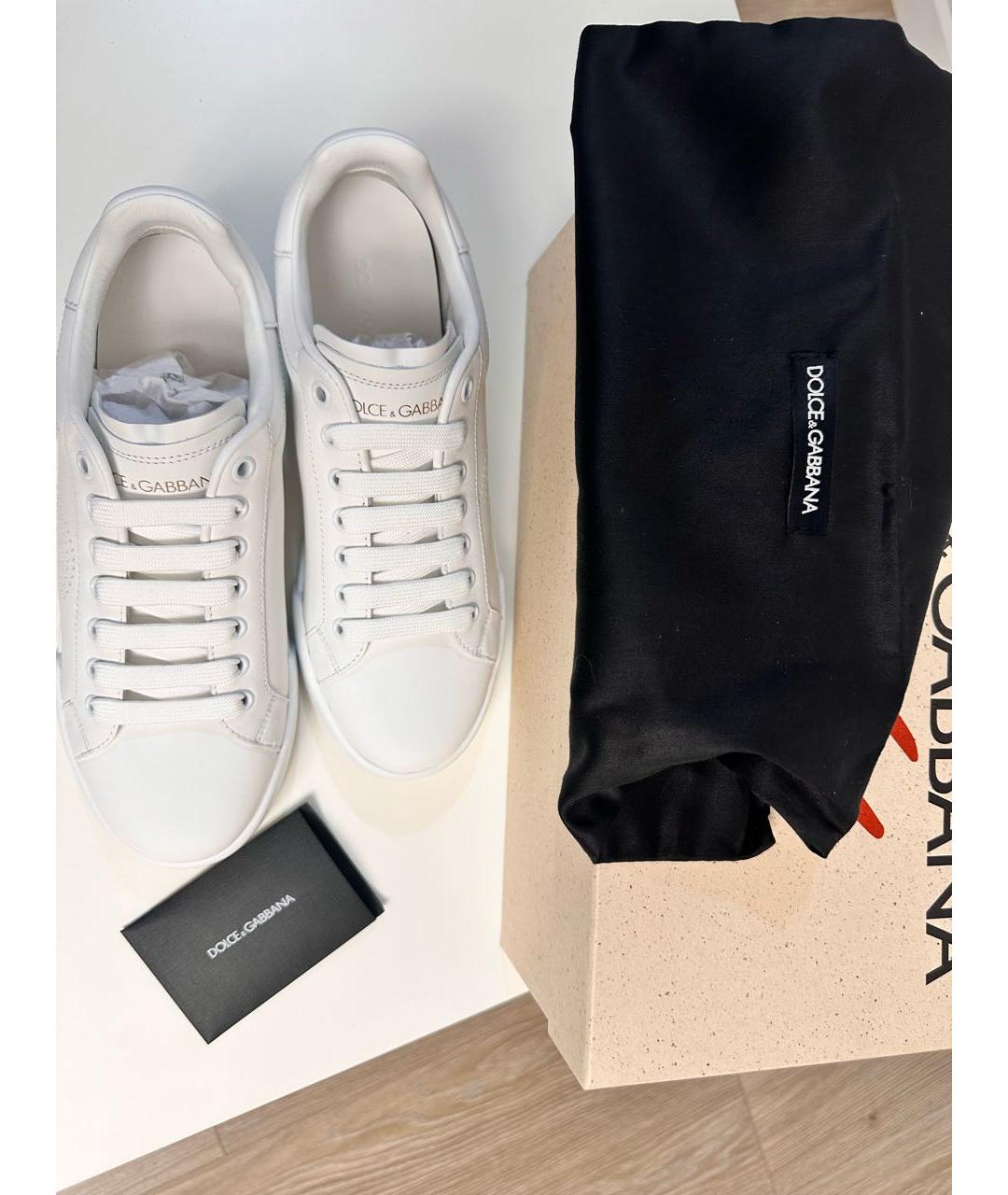 DOLCE&GABBANA Белые кожаные кроссовки, фото 7