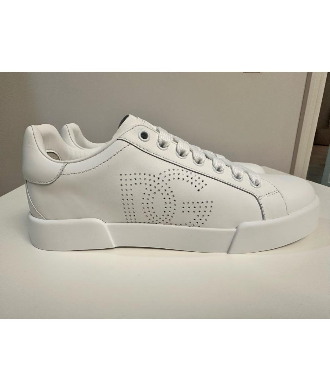 DOLCE&GABBANA Белые кожаные кроссовки, фото 8