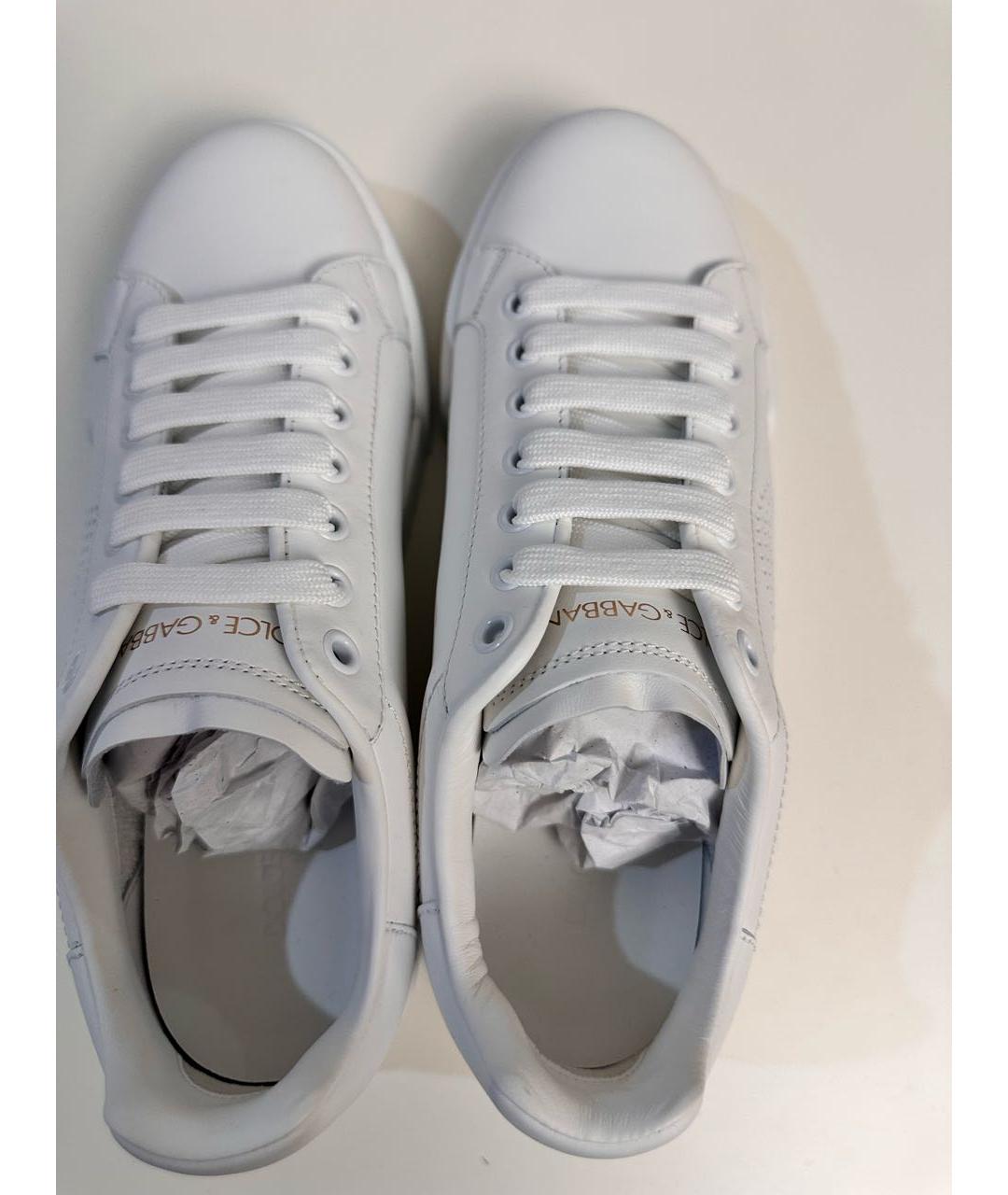 DOLCE&GABBANA Белые кожаные кроссовки, фото 3