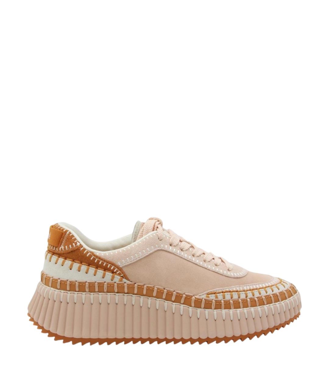 CHLOE Розовые кожаные кроссовки, фото 1