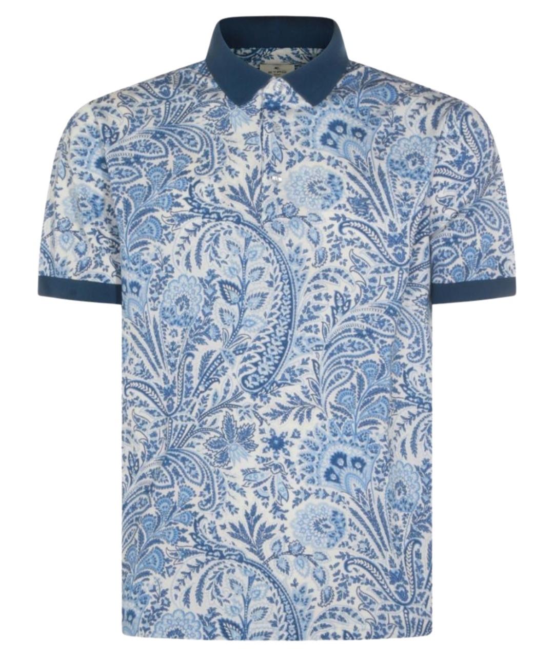 ETRO Синее хлопковое поло с коротким рукавом, фото 1