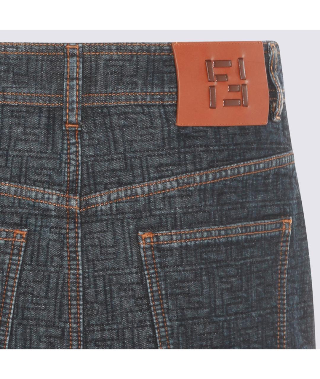 FENDI Темно-синяя атласная юбка миди, фото 4