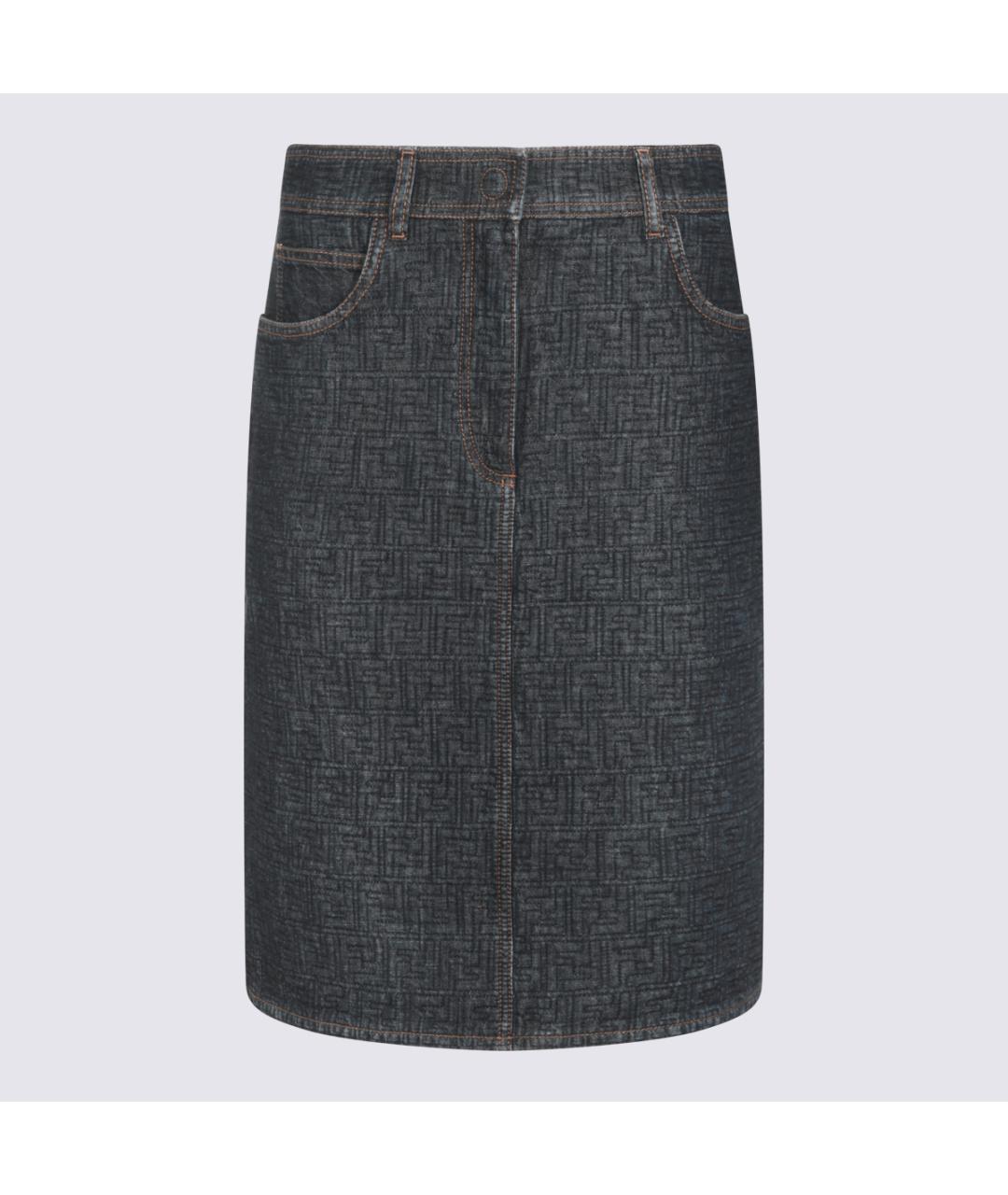 FENDI Темно-синяя атласная юбка миди, фото 5