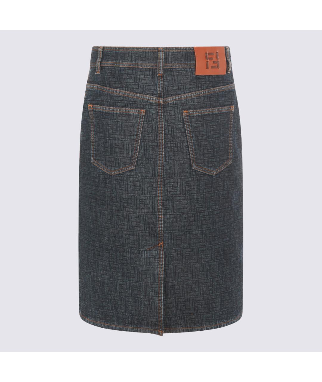 FENDI Темно-синяя атласная юбка миди, фото 2