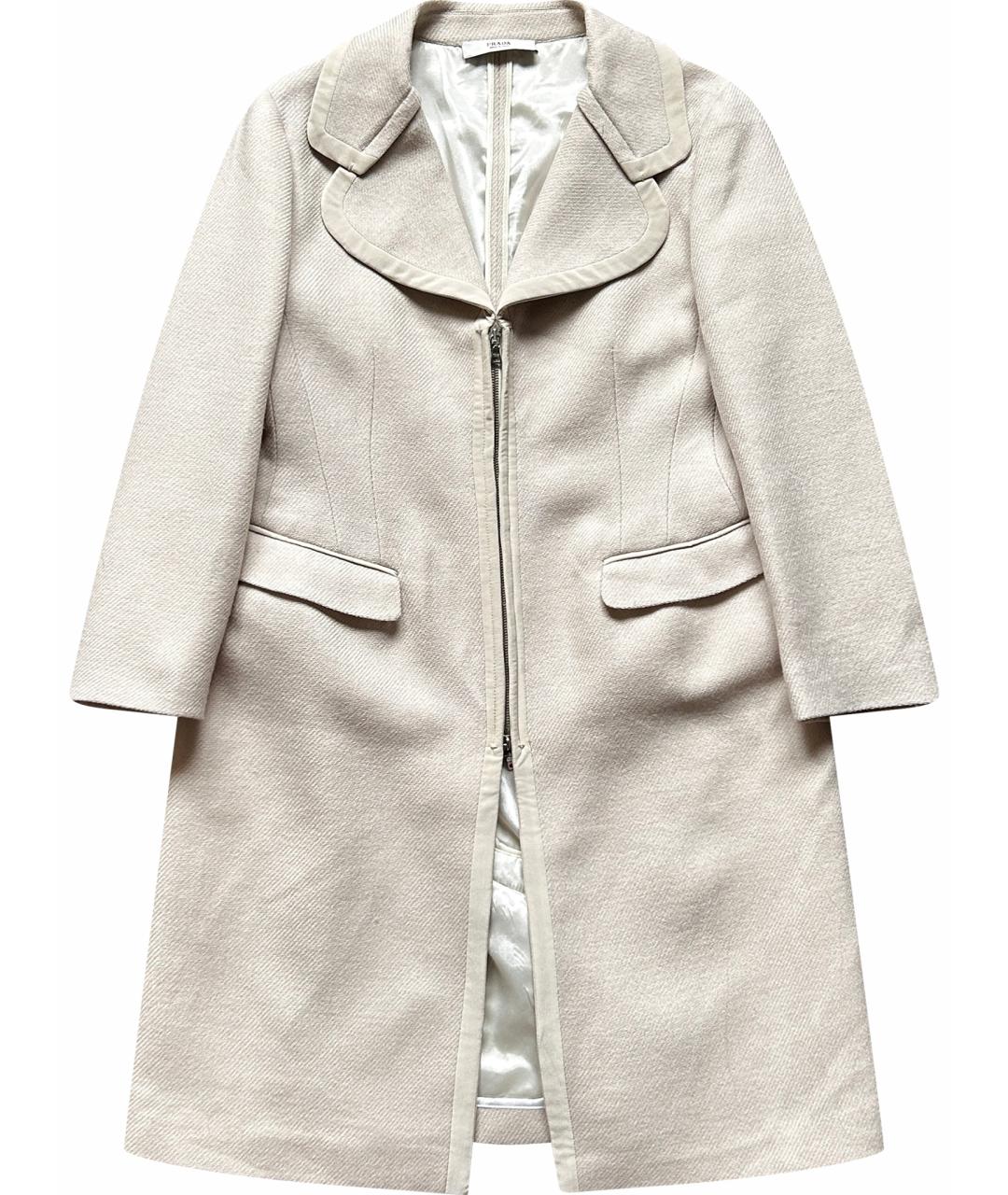 PRADA Бежевое шерстяное пальто, фото 1