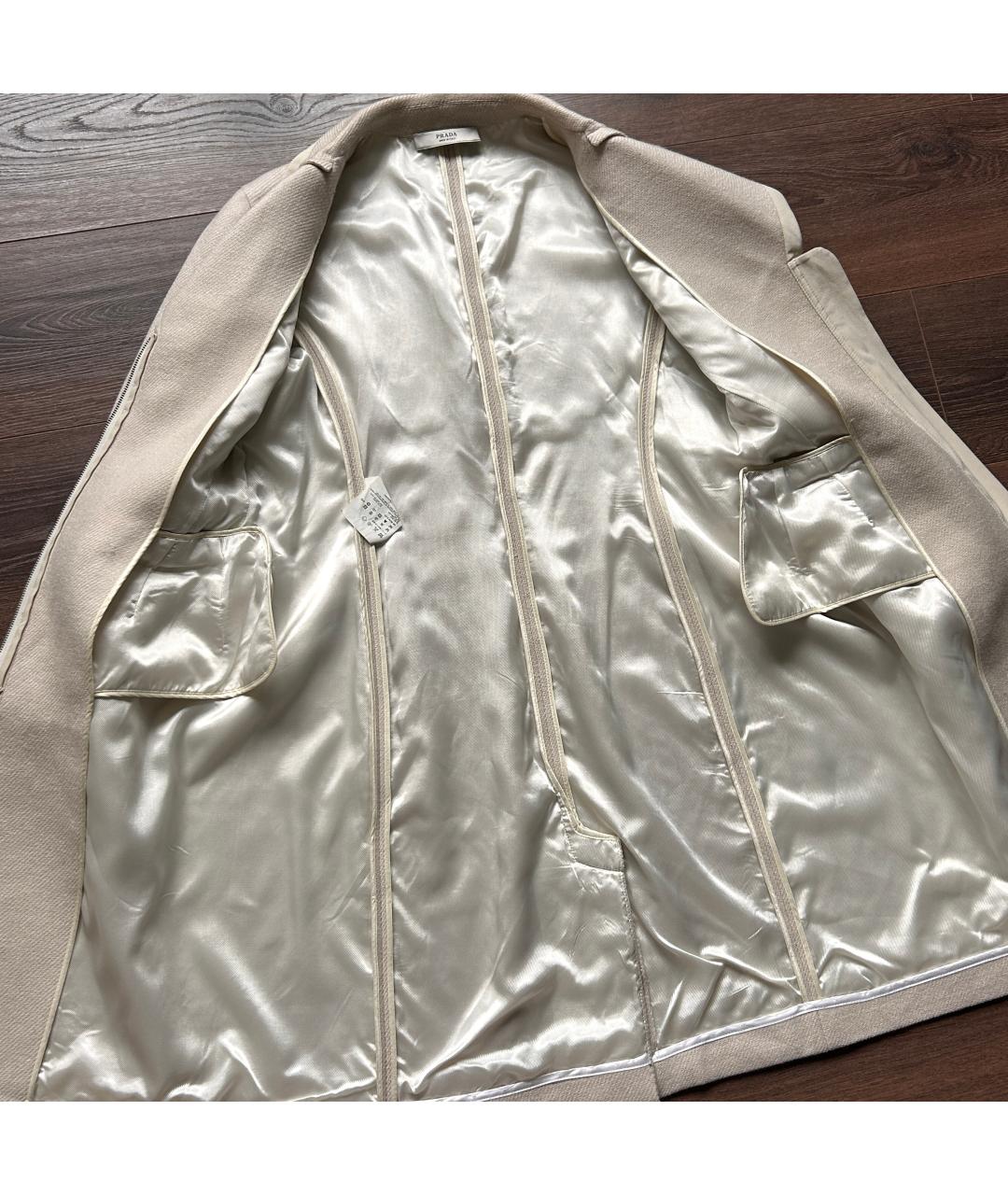 PRADA Бежевое шерстяное пальто, фото 8