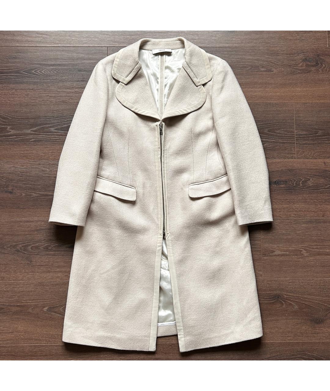 PRADA Бежевое шерстяное пальто, фото 10