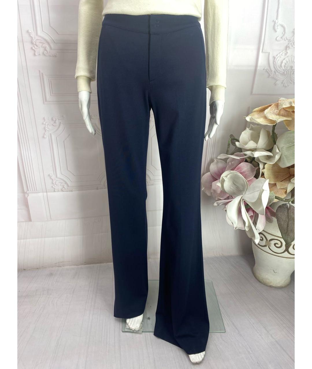 JO NO FUI Темно-синие вискозные прямые брюки, фото 5