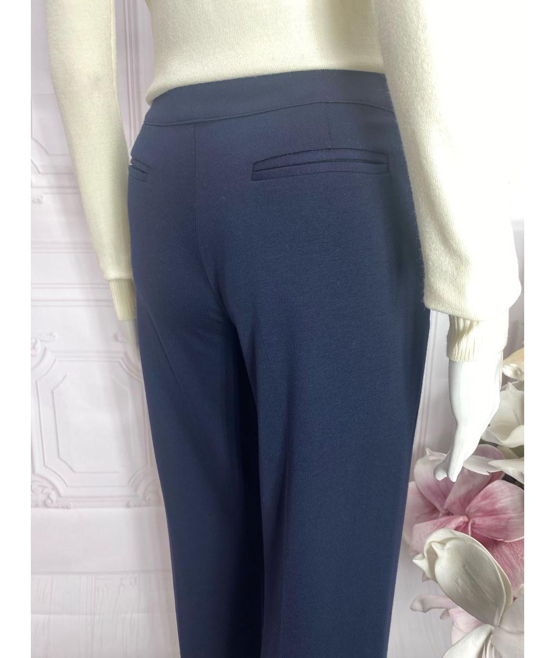 JO NO FUI Темно-синие вискозные прямые брюки, фото 4