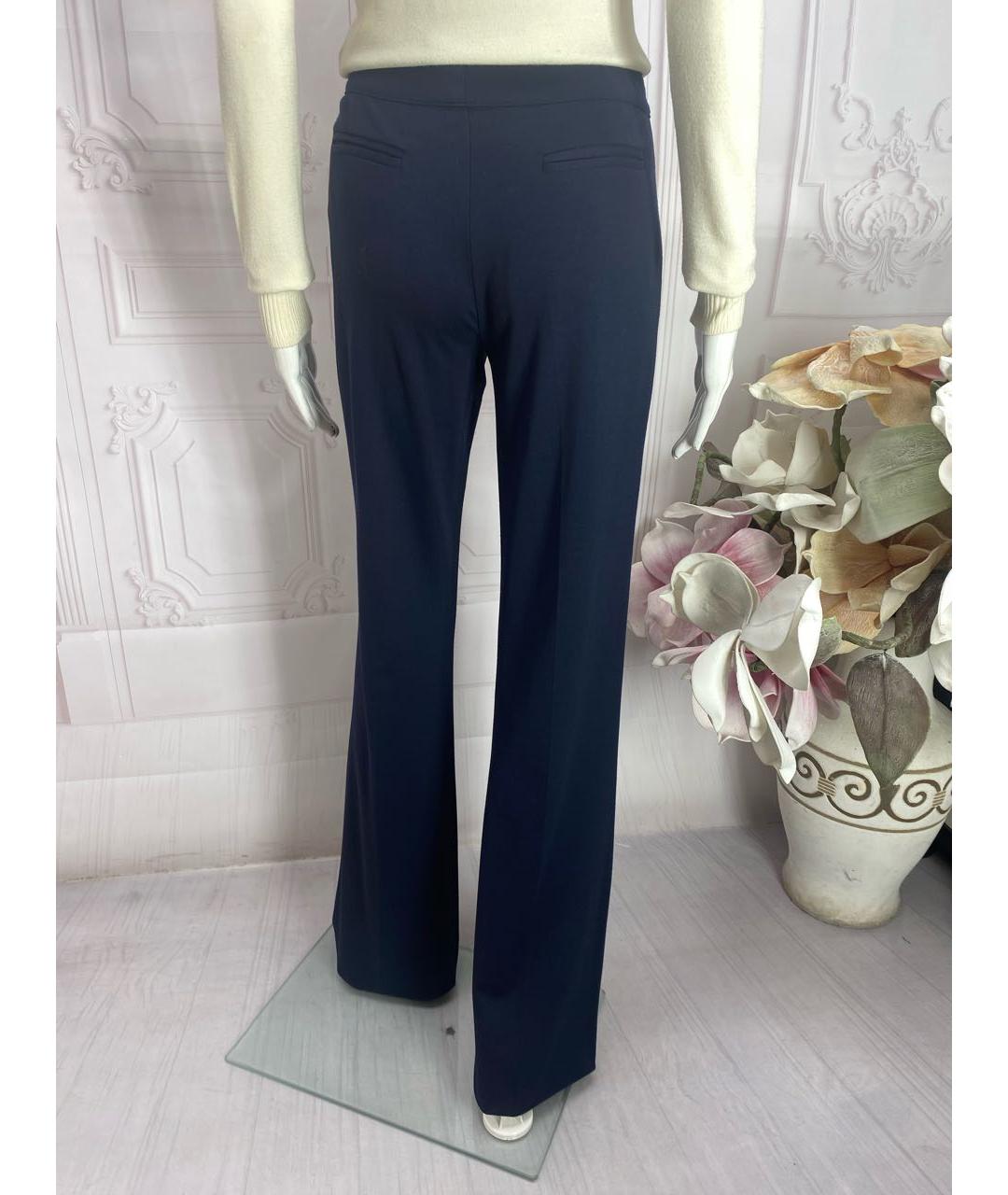 JO NO FUI Темно-синие вискозные прямые брюки, фото 8