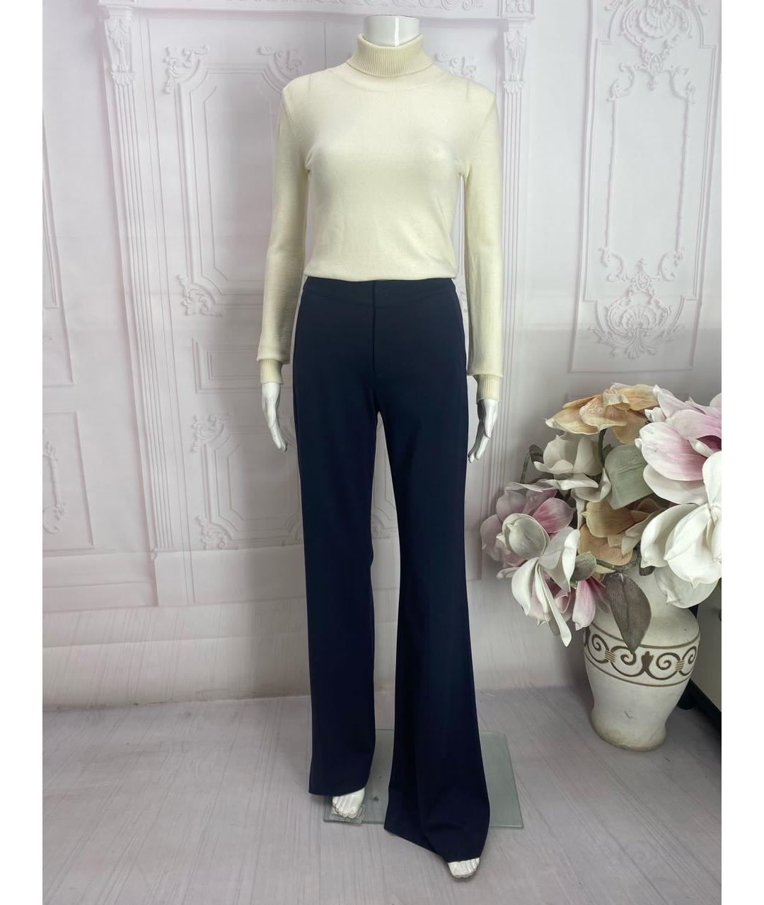 JO NO FUI Темно-синие вискозные прямые брюки, фото 7