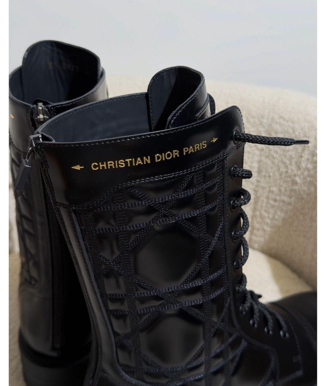 CHRISTIAN DIOR Черные кожаные ботинки, фото 3