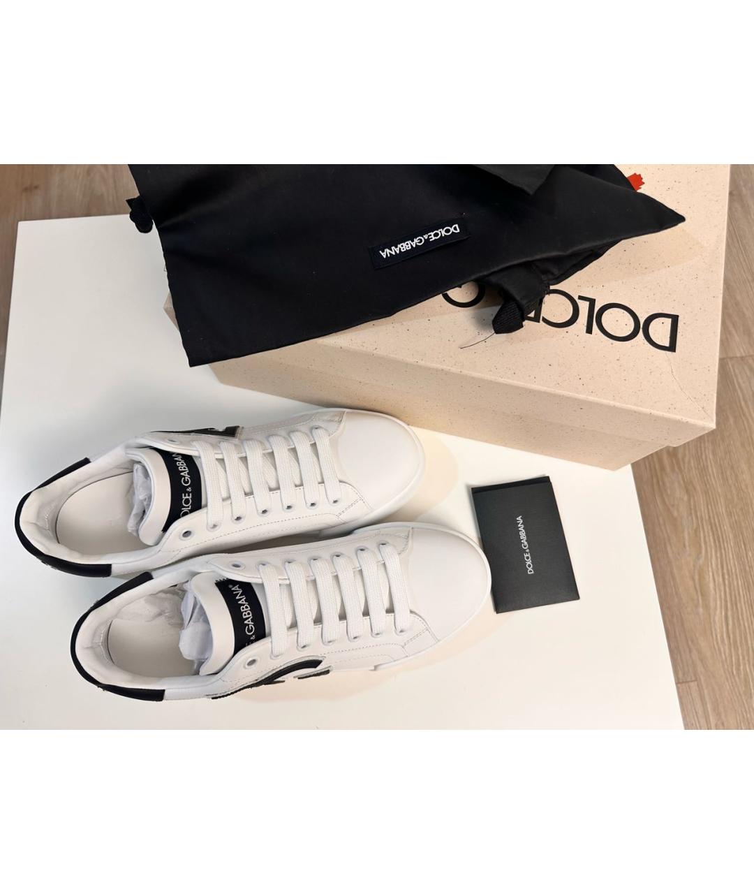 DOLCE&GABBANA Белые кожаные кроссовки, фото 7