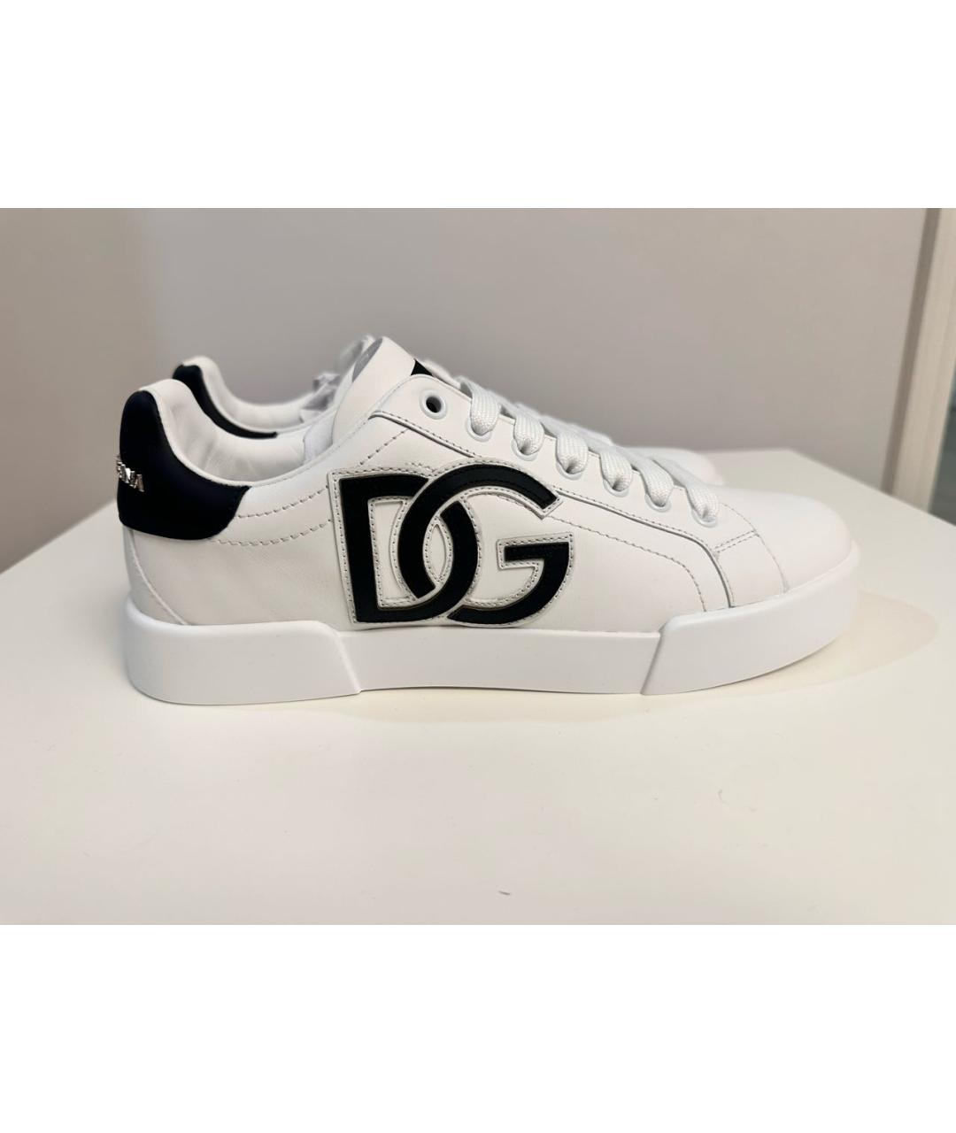 DOLCE&GABBANA Белые кожаные кроссовки, фото 8