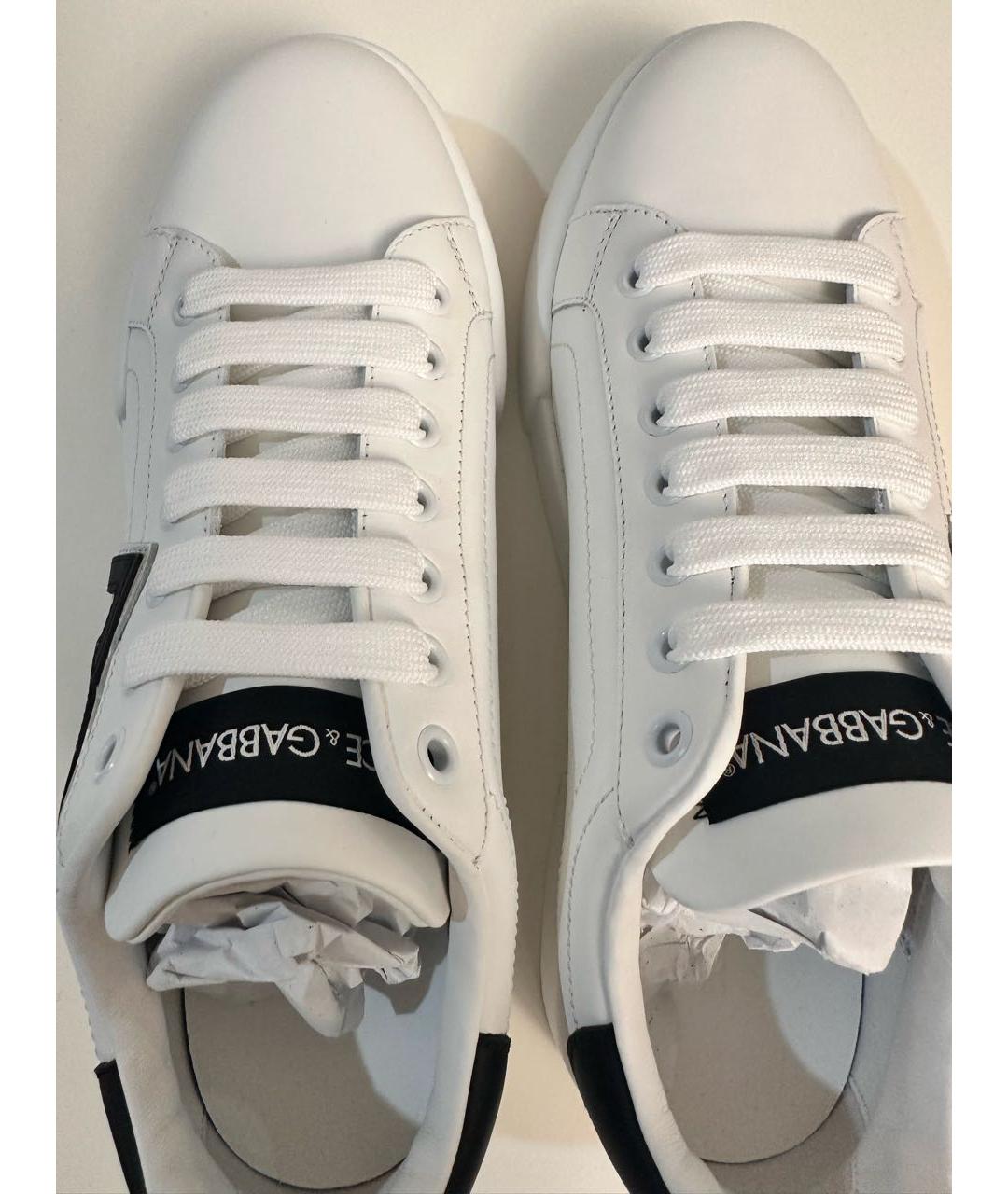 DOLCE&GABBANA Белые кожаные кроссовки, фото 3