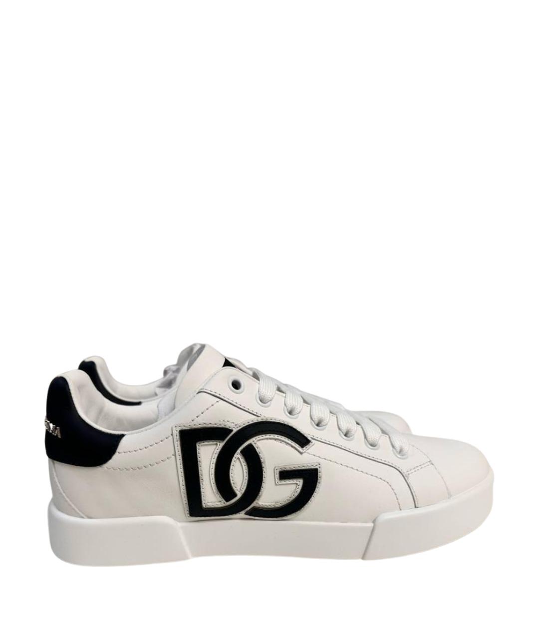 DOLCE&GABBANA Белые кожаные кроссовки, фото 1