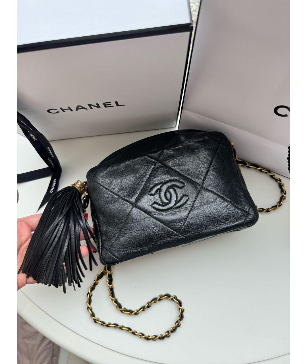 CHANEL Черная кожаная сумка через плечо, фото 3