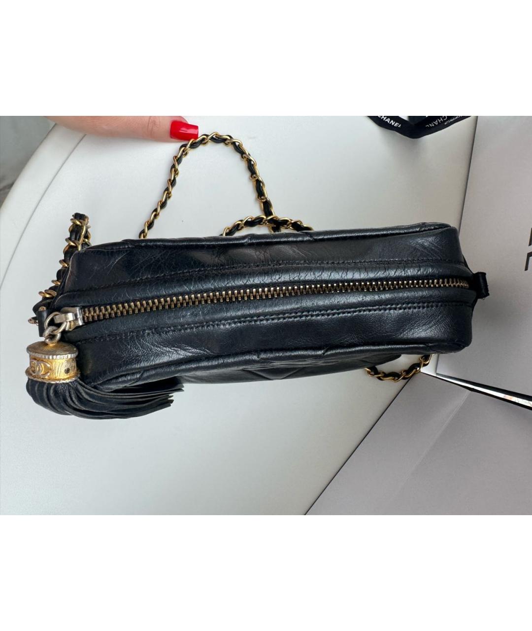 CHANEL Черная кожаная сумка через плечо, фото 4