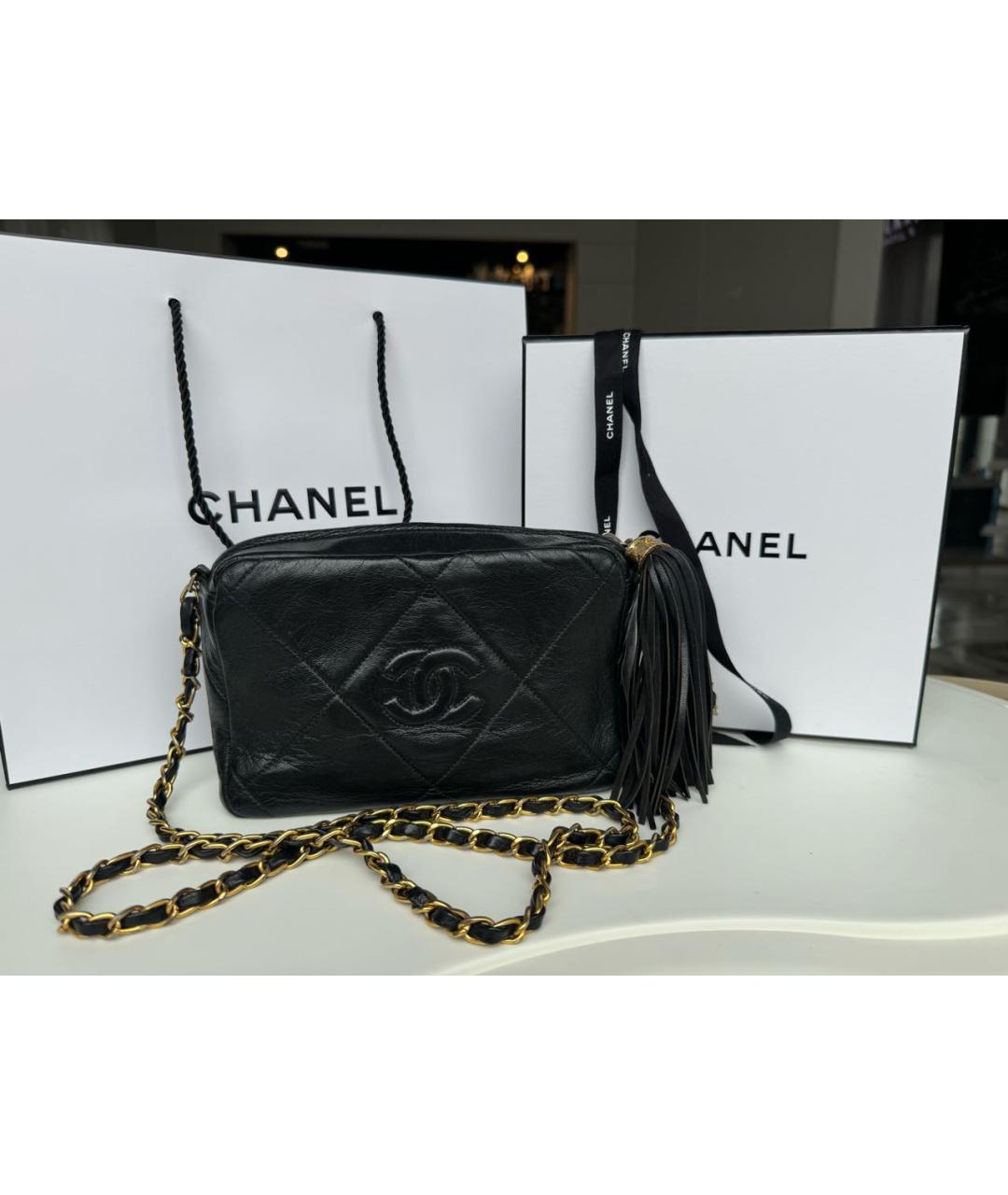 CHANEL Черная кожаная сумка через плечо, фото 2