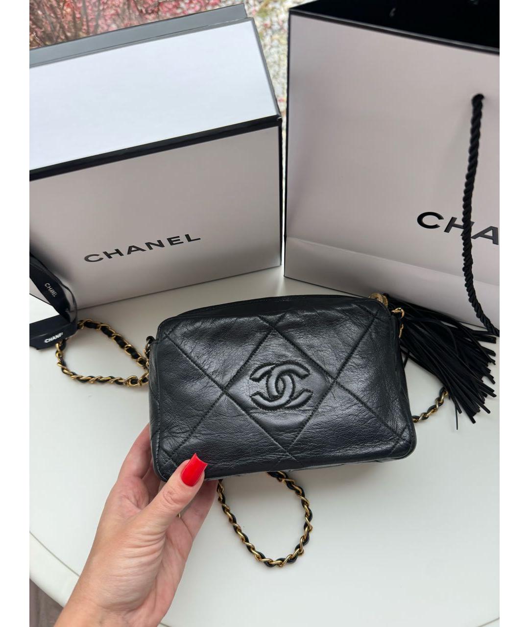 CHANEL Черная кожаная сумка через плечо, фото 7