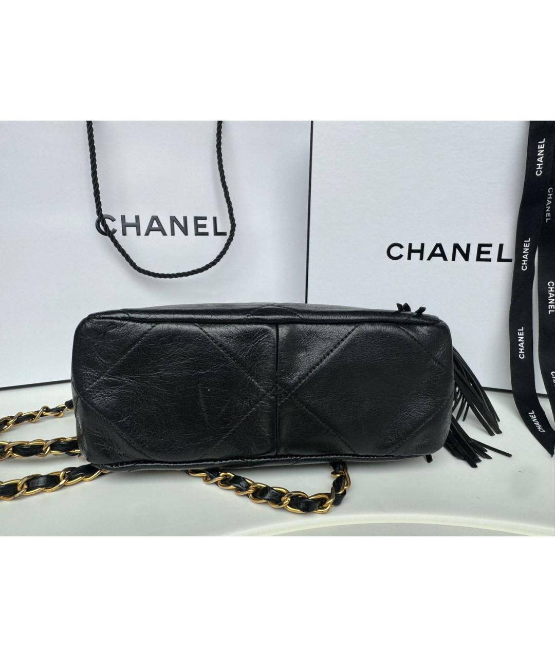 CHANEL Черная кожаная сумка через плечо, фото 8