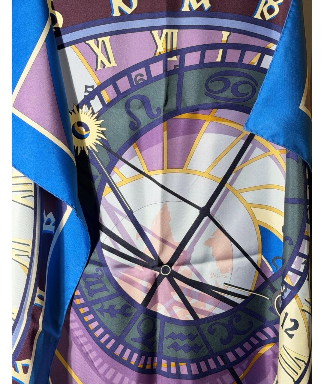 HERMES Синий шелковый платок, фото 2