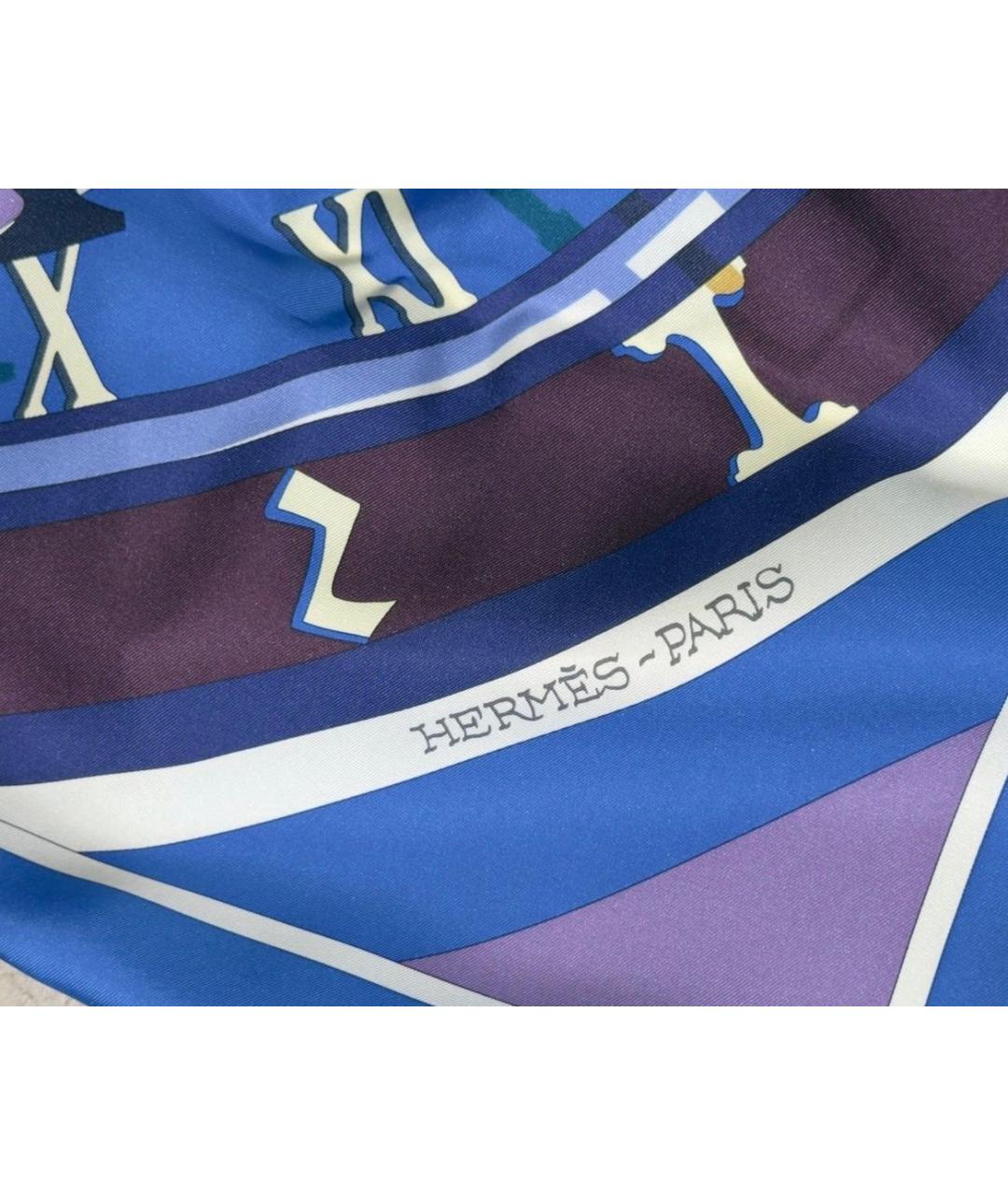 HERMES Синий шелковый платок, фото 6