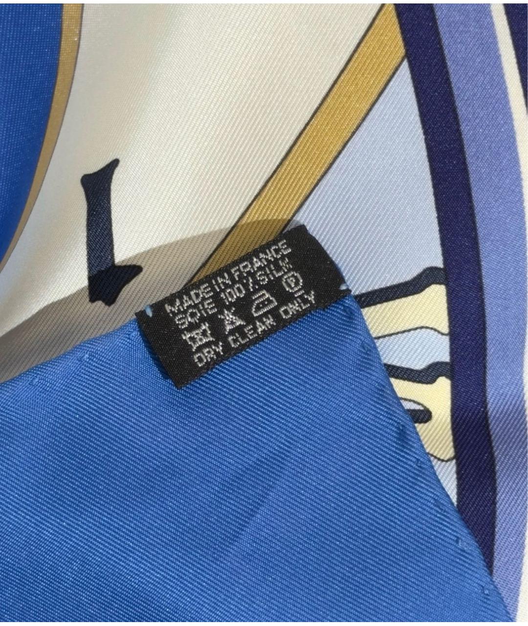 HERMES Синий шелковый платок, фото 3