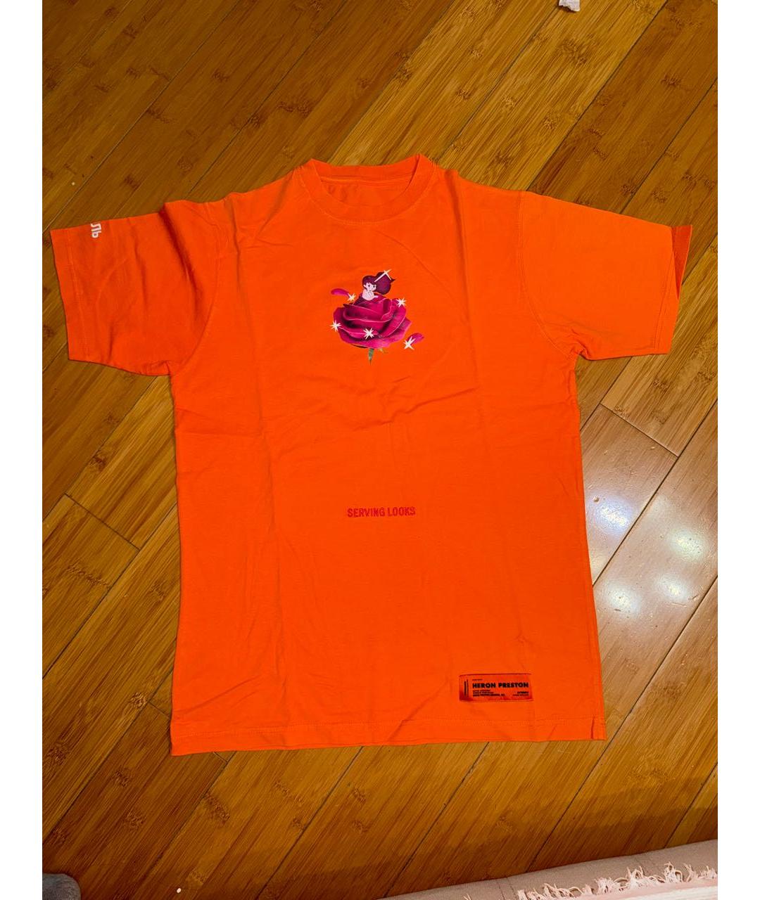 HERON PRESTON Оранжевая хлопковая футболка, фото 8