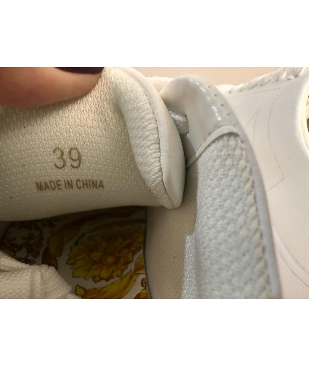 VERSACE Белые кожаные кроссовки, фото 5