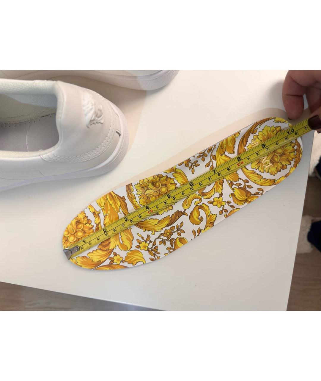 VERSACE Белые кожаные кроссовки, фото 6